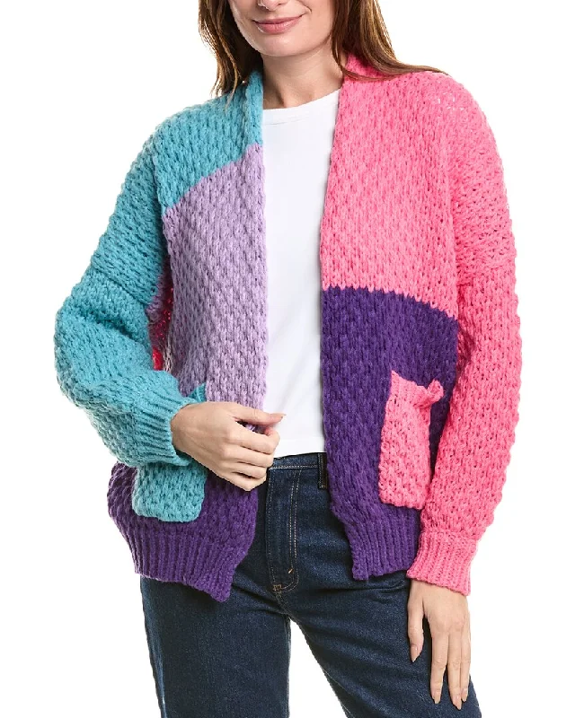 FATE Colorblock Cardigan Fitted Slim Tailored