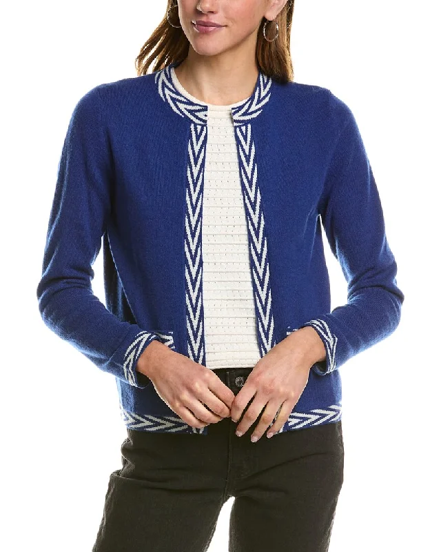 Kier + J Cashmere Cardigan Real Fur Shearling Chenille