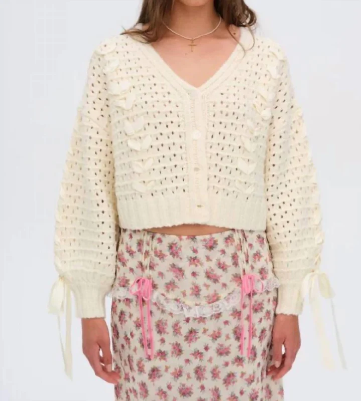 Laurel Cardigan In Cream Anti-Pilling Anti-Shrink Durable
