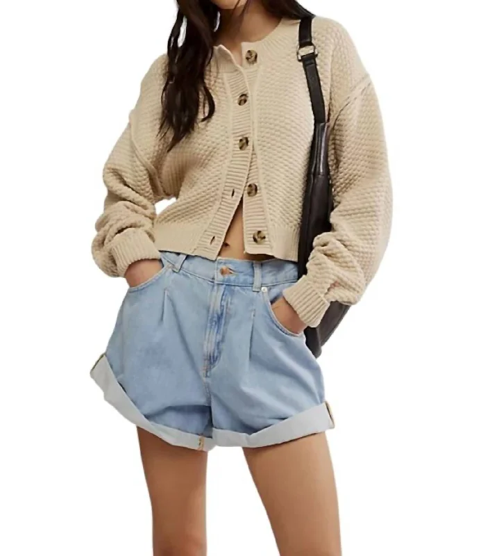 Lila Cardigan In Birch Stretchy Elastic Breathable