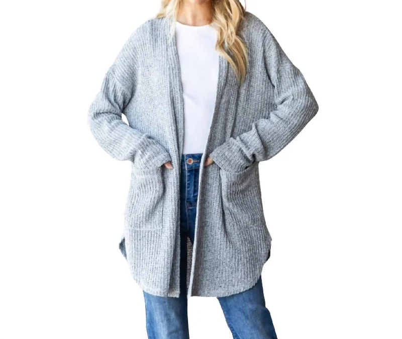 Long Sleeve Cardigan In Grey Cardigan Knitwear Sweater