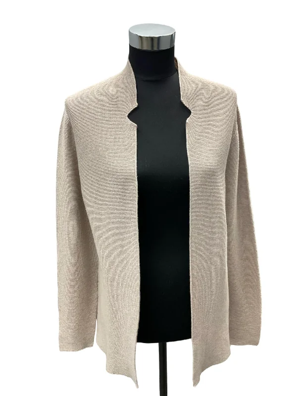 Long Sleeve Open Cardigan In Mud Cable Knit Ribbed Knit Lace Knit