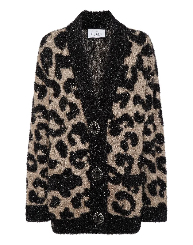 Lurex Cardigan Leopard Soft Cozy Warm