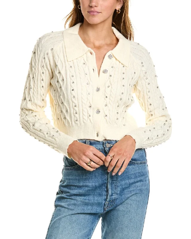 Lyra & Co Cardigan Beaded Cardigan Sequined Faux Fur