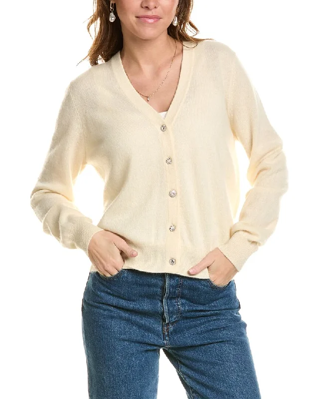 Minnie Rose Cashmere Cardigan Front Pockets Side Pockets Patch Pockets