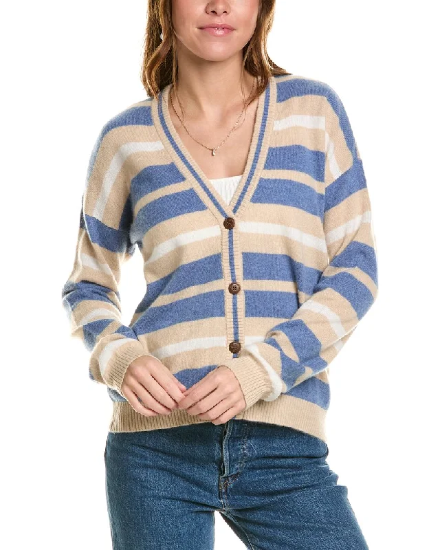 Minnie Rose Cashmere Cardigan Polka Dot Checkered Tartan