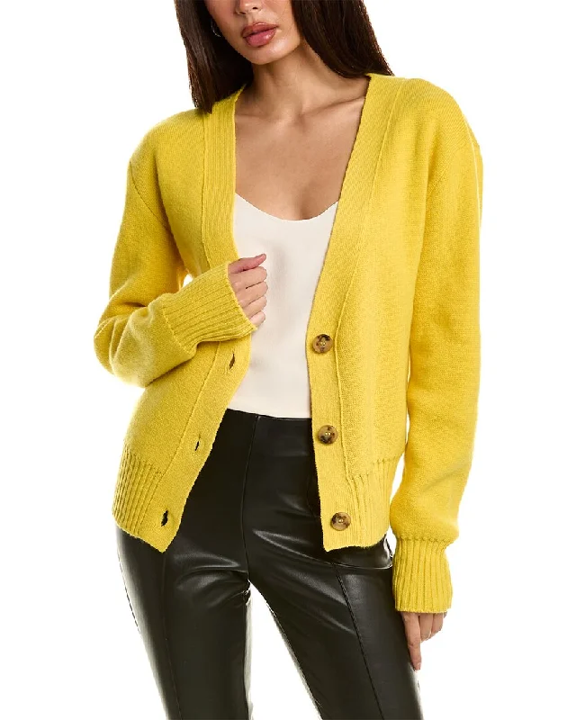 Oscar de la Renta Wool Cardigan Ribbed Striped Patterned