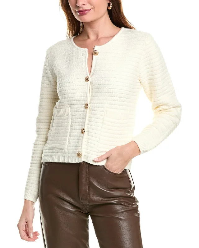 Rain + Rose Cardigan Real Fur Shearling Chenille