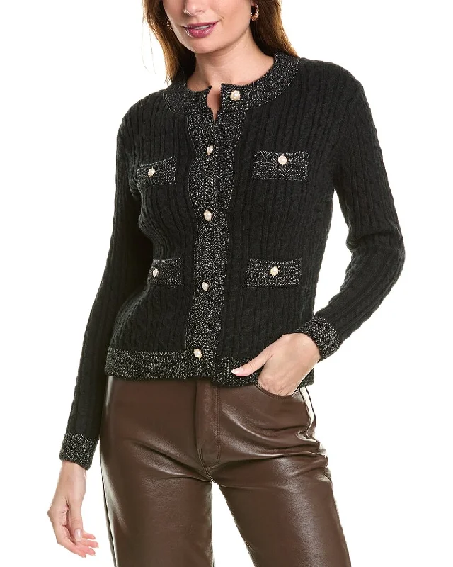 Rain + Rose Cardigan Beaded Cardigan Sequined Faux Fur
