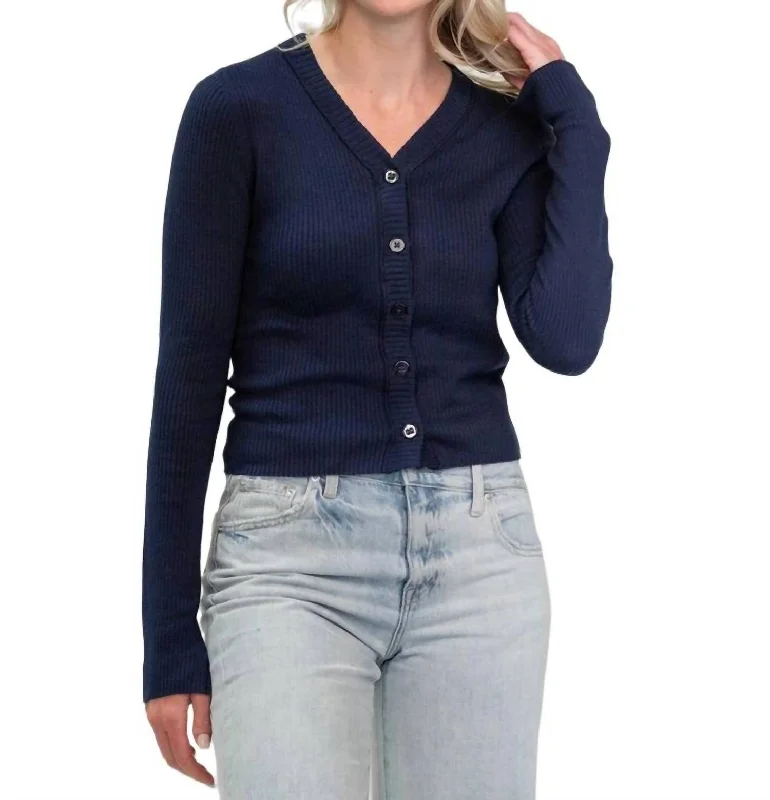 Rib Cardigan In Salt Thin Thick Dense