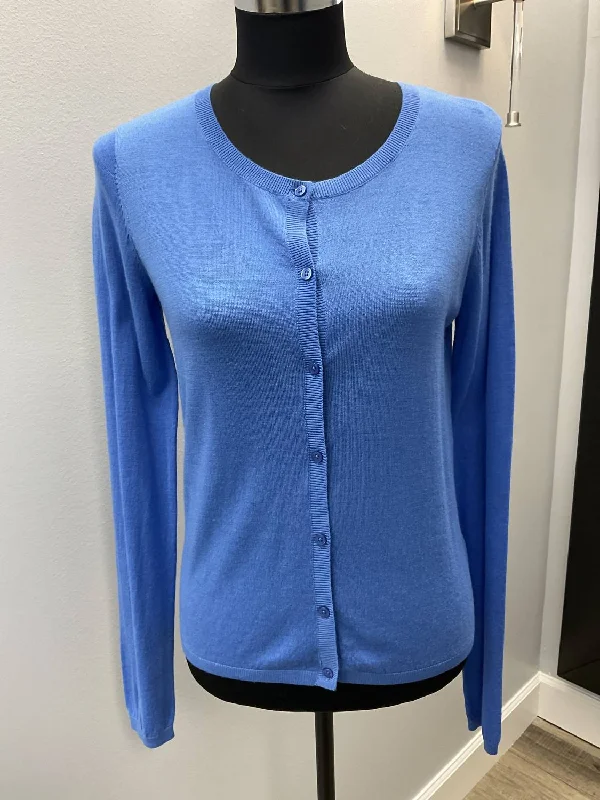 Summer Cardigan In Blue Crew Neck V-Neck Turtle Neck