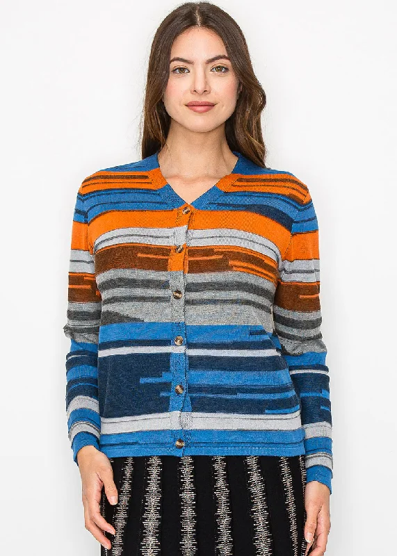Sunset Stripes Cardigan Fitted Loose Oversized