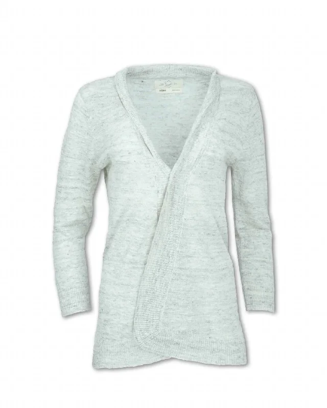 Women's Heathered Flax Blend Knit Cardigan - Sale In Natural Lace Blend Ribbed Blend Corduroy Blend
