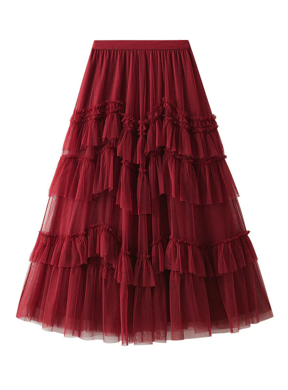 JOKER MESH STITCHING SKIRT denim skirt fashionable