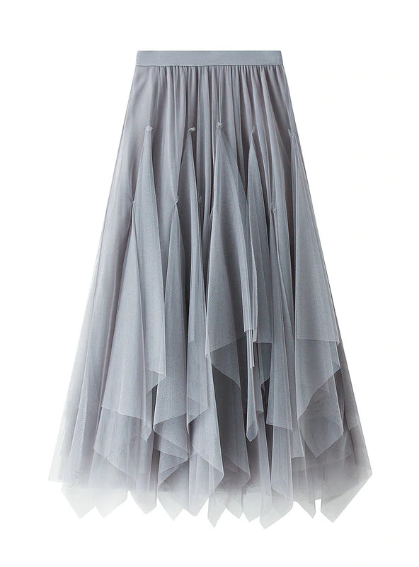 WOMEN IRREGULAR GAUZE SKIRT chiffon skirt delicate