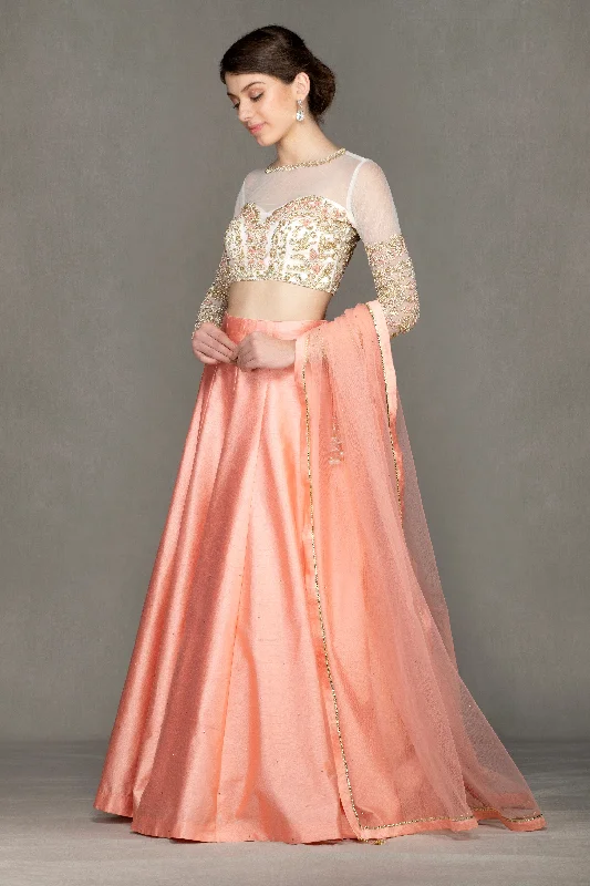 Taffeta Skirt and Embroidered top silk skirt luxurious