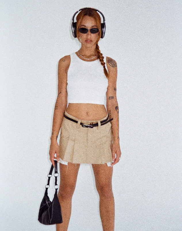 Blythe Mini Skirt in Tan corduroy skirt cozy