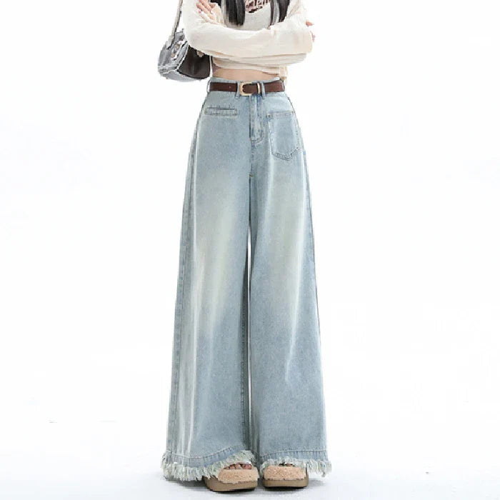 Women 2024 New Design Waist Loose Draped Drag Floor Skirts Jeans satin skirt smooth
