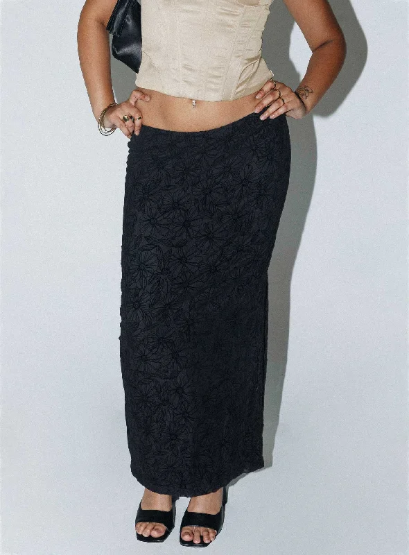 Eurodium Maxi Skirt Black leather skirt refined