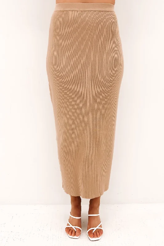 Freya Skirt Oatmeal midi skirt versatile