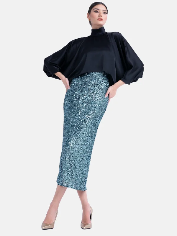 Green Sequin Midi Skirt corduroy skirt cozy