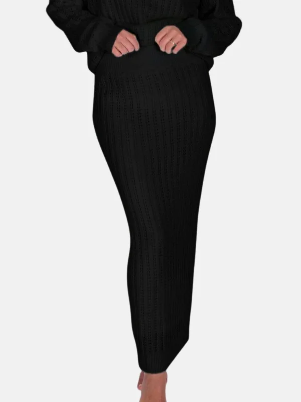 Kendall Skirt Black linen skirt light