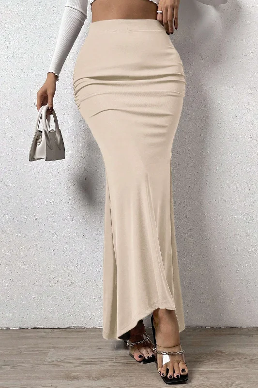 Solid High Waist Maxi Skirt velvet skirt luxurious