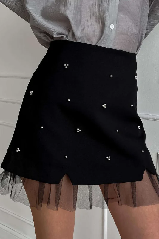 Ruffle Patchwork High Waist Skirt relaxed fit skirt