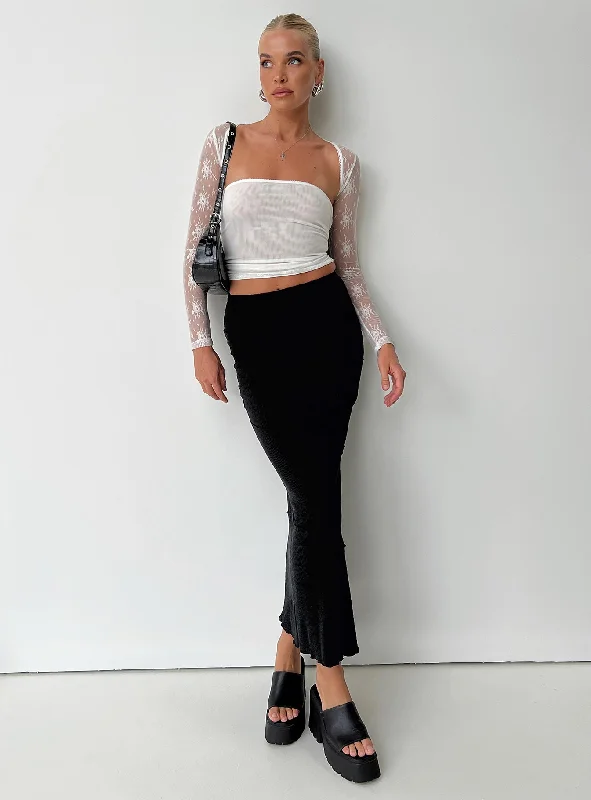 Oscar Maxi Skirt Black Tall velvet skirt plush