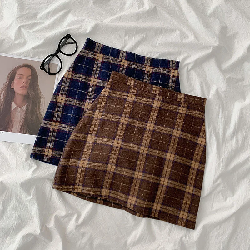 Oxford Plaid Mini Skirt (2 Colors) leather skirt modern