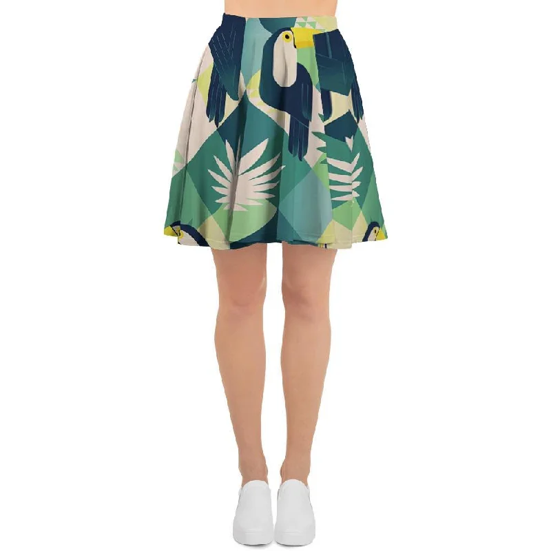 Patchwork Tropical Toucan Print Women's Skirt corduroy skirt durable