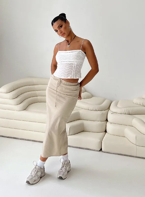 Tarrant Midi Skirt Beige denim skirt classic